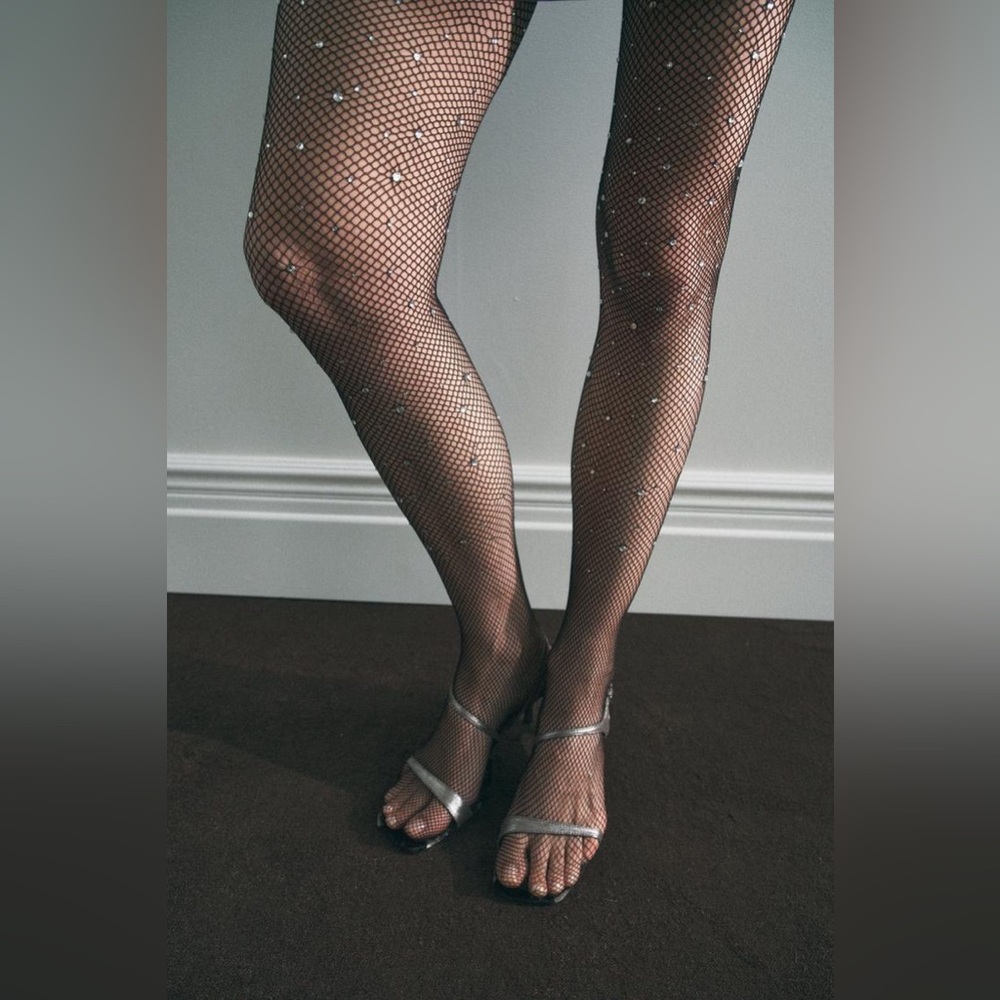 ZARA Bloggers Fav Rhinestone Fishnet Tights - Picture 8 of 14